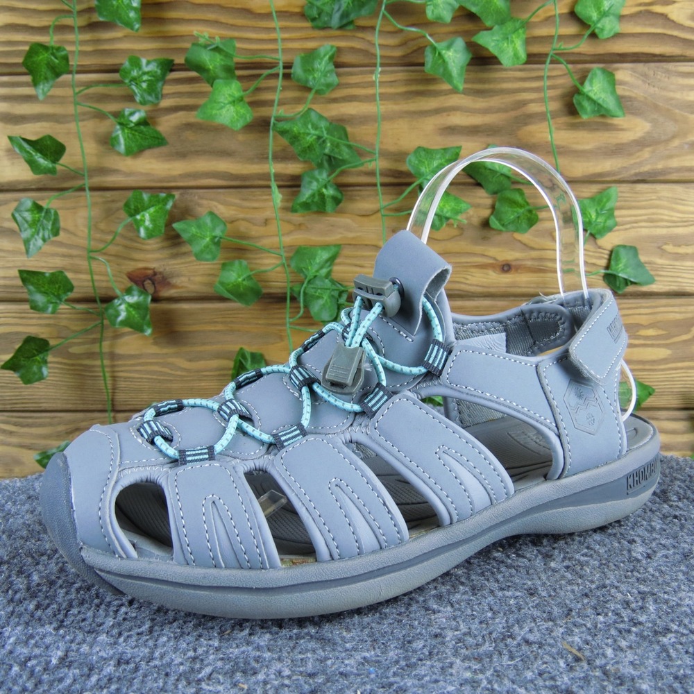 Khombu Ashley Gray Closed Toe Sport Sandals Women's Size 8 Adjustable Water Shoe